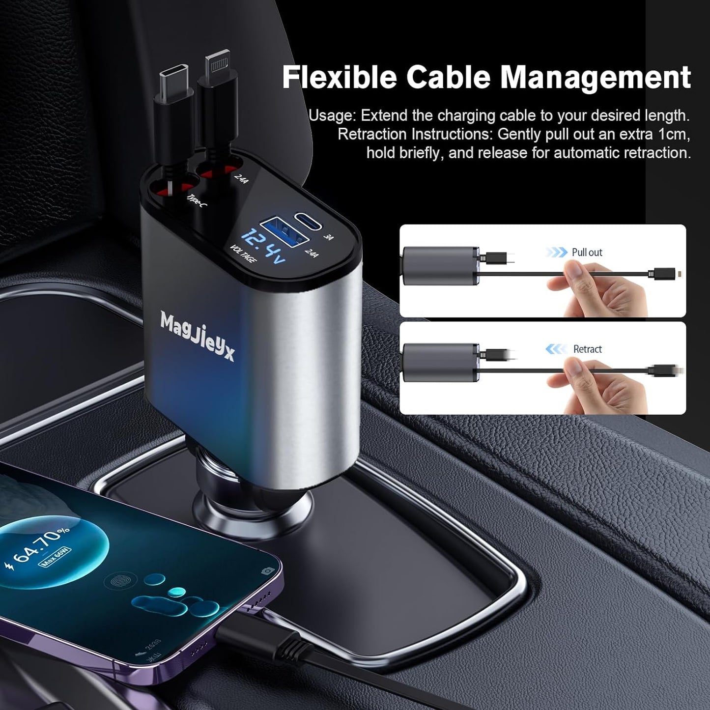 4-in-1 Retractable Car Charger